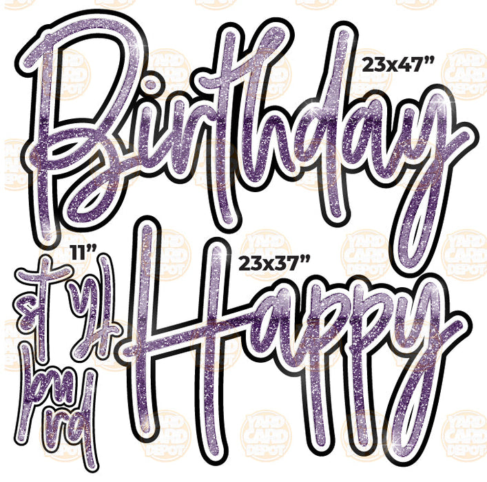 HALF SHEET Happy Birthday Script - Dark Purple