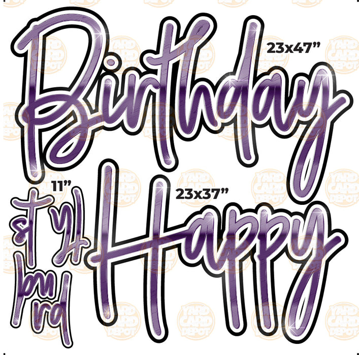 HALF SHEET Happy Birthday Script - Dark Purple