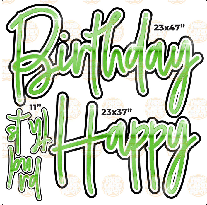 HALF SHEET Happy Birthday Script - Kelly Green