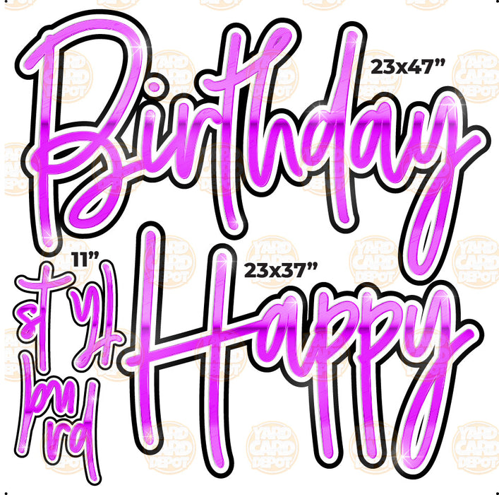 HALF SHEET Happy Birthday Script - Neon Purple
