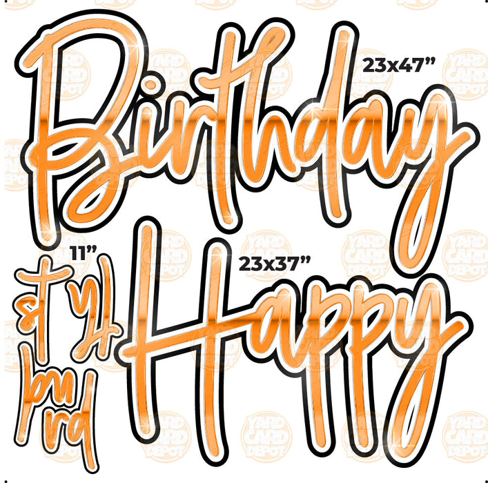 HALF SHEET Happy Birthday Script - Orange