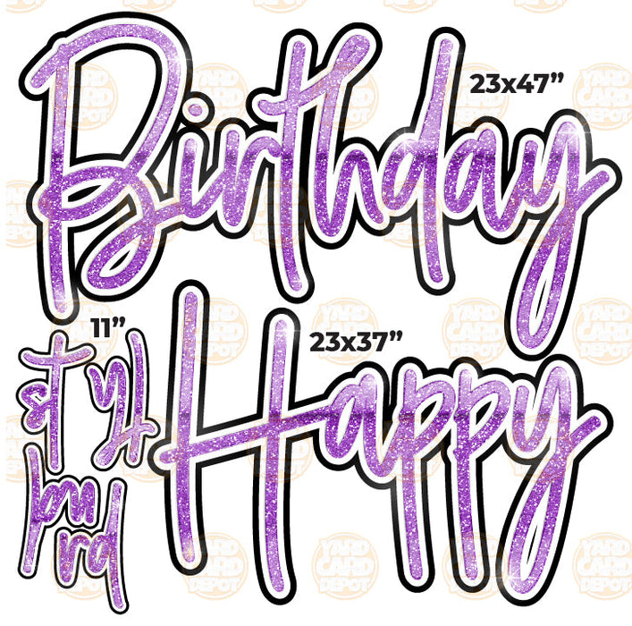 HALF SHEET Happy Birthday Script - Purple