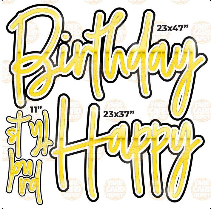 HALF SHEET Happy Birthday Script - Yellow