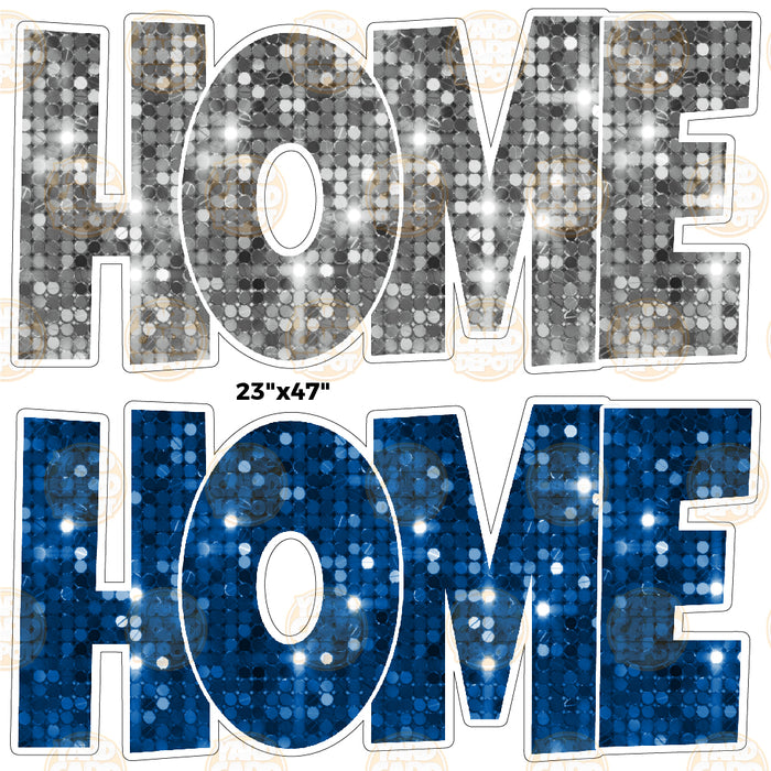 HALF SHEET "Home" x2 23in Lucky Guy- Sequin Blue / Silver