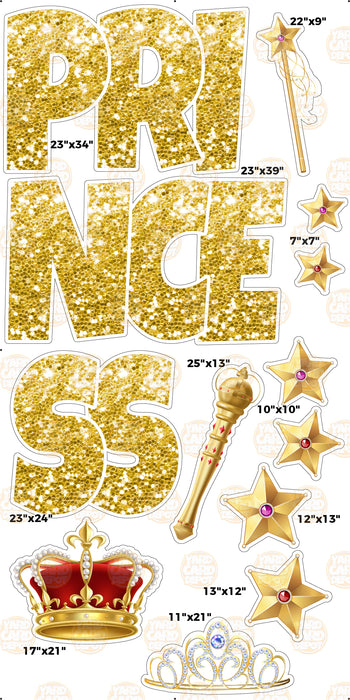 Prince / Princess "EZ Set" Lucky Guy 23in- Chunky Glitter Gold