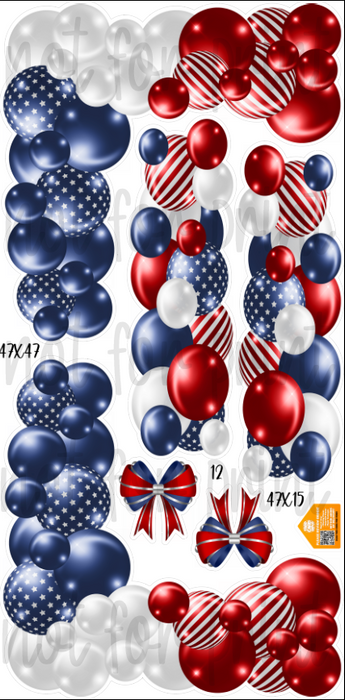 Balloon Columns and Arches- Patriotic Red, White, Blue