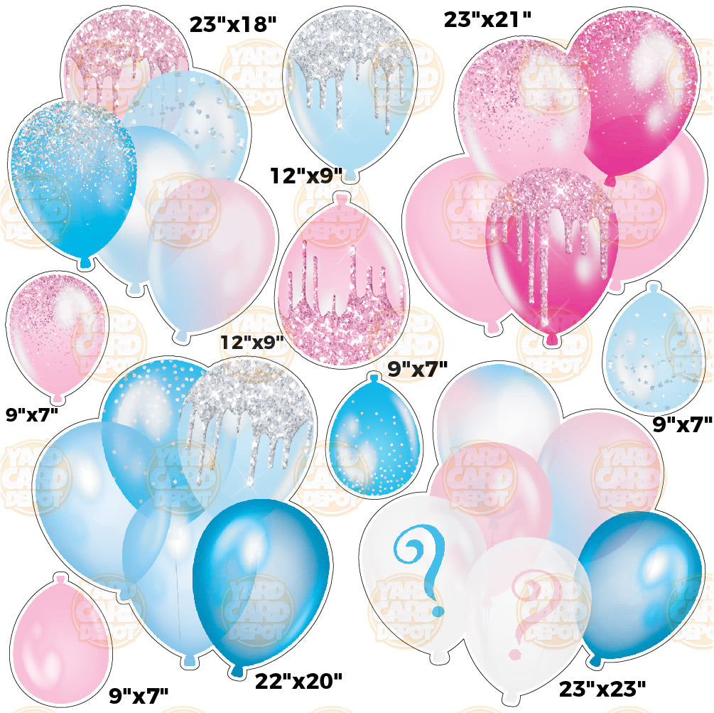 HALF SHEET Pink / Blue Glitter Drip Gender Reveal Balloons 2 — Yard