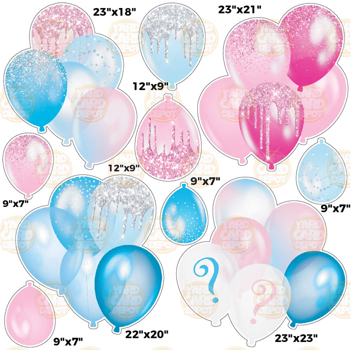 HALF SHEET - Pink / Blue Glitter Drip Gender Reveal Balloons 2