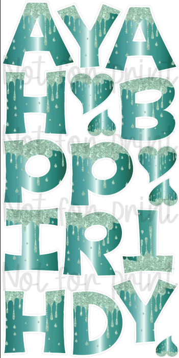 Teal Glitter Drip Teal Letters - 18in HBD Last Time