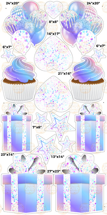 Symmetrical Flair Set "Holographic Confetti"- Choose a Color