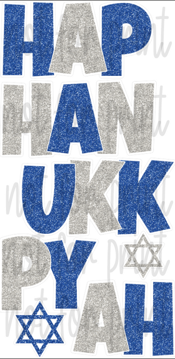 Blue / Silver Glitter - 21in Happy Hanukkah "EZ Set" Lucky Guy