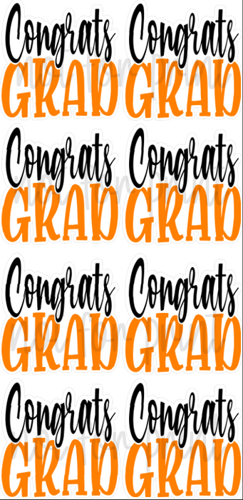 Black / Orange - 23in Congrats Grad Bursts