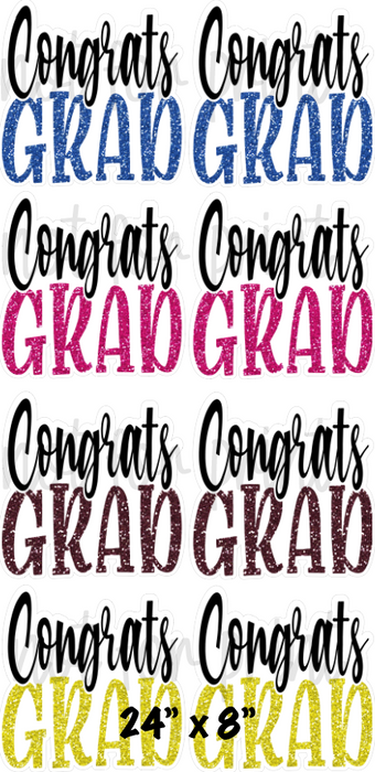 Black / Blue / Pink / Maroon / Gold Glitter - 23in Congrats Grad Bursts