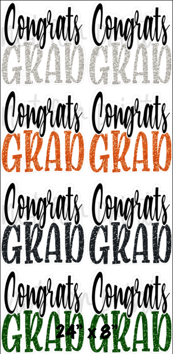 Black / Silver / Orange / Black / Dark Green Glitter - 23in Congrats Grad Bursts
