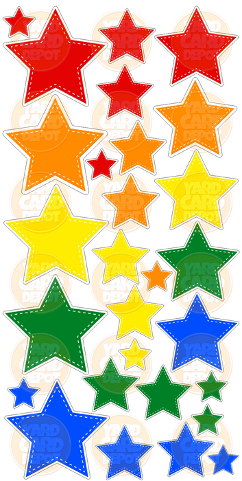 Solid Rainbow Stars 20-16-11-6in
