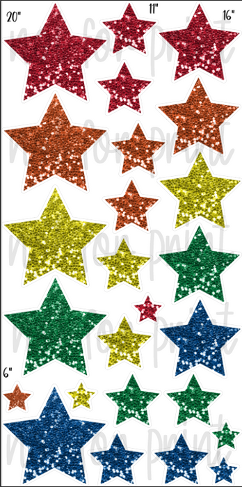 Chunky Glitter Stars- Red/Orange/Yellow/Green/Blue