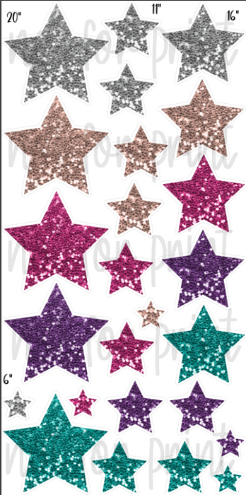 Chunky Glitter Stars- Silver/Rose Gold/Pink/Purple/Teal