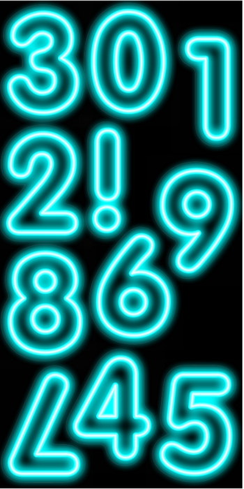 Neon Teal / Black - 23in Numbers