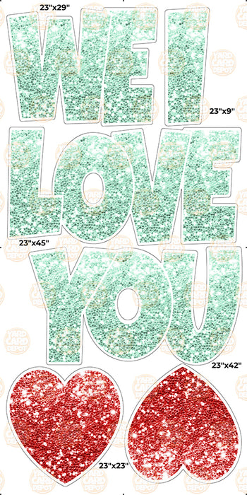 We / I Love you “EZ Set” 23in Lucky Guy- Mint Green