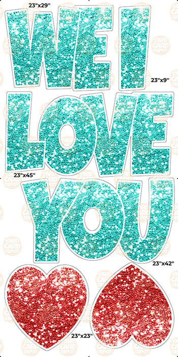 We / I Love you “EZ Set” 23in Lucky Guy- Teal