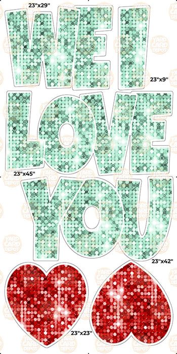 We / I Love you “EZ Set” 23in Lucky Guy- Mint Green