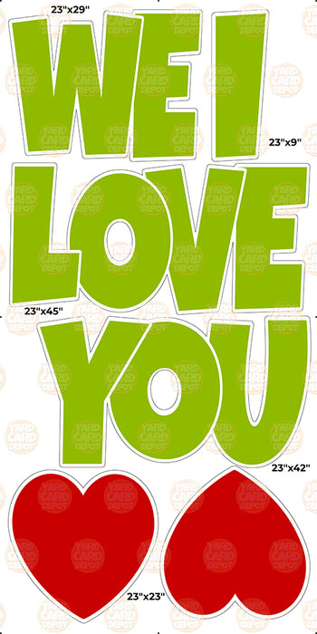 We / I Love you “EZ Set” 23in Lucky Guy- Lime Green