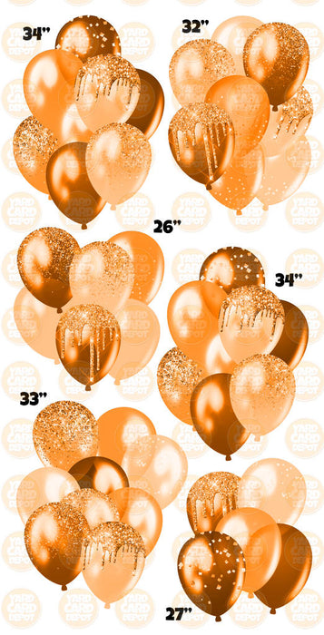 Orange- Glitter Balloon Clusters