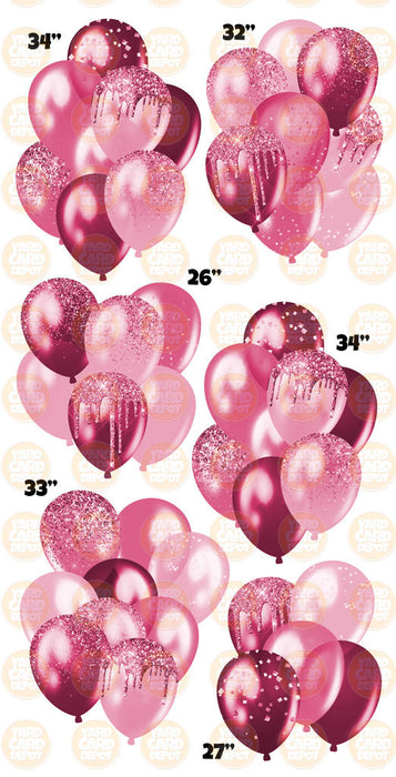 Raspberry- Glitter Balloon Clusters