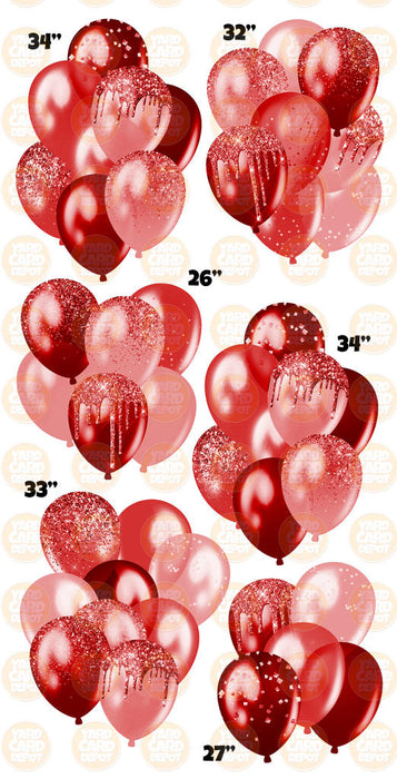 Red- Glitter Balloon Clusters