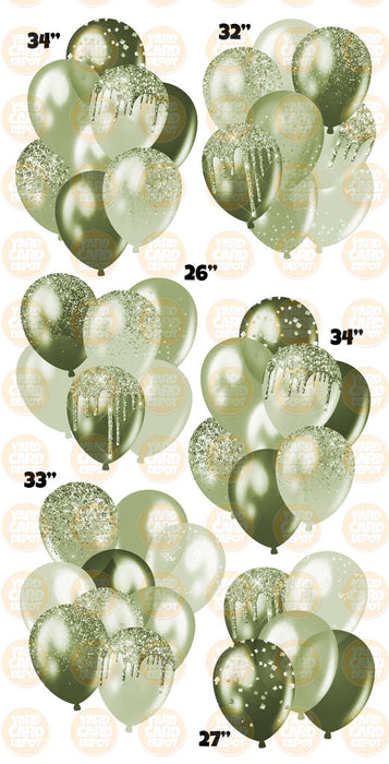 Sage Green- Glitter Balloon Clusters