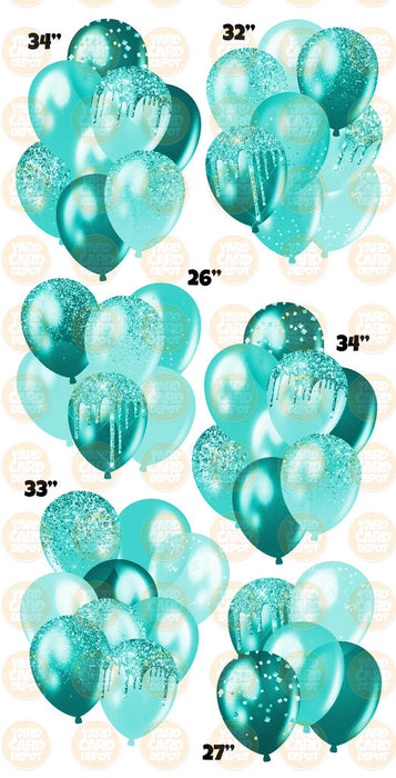 Teal- Glitter Balloon Clusters