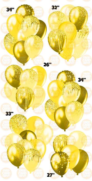 Yellow- Glitter Balloon Clusters
