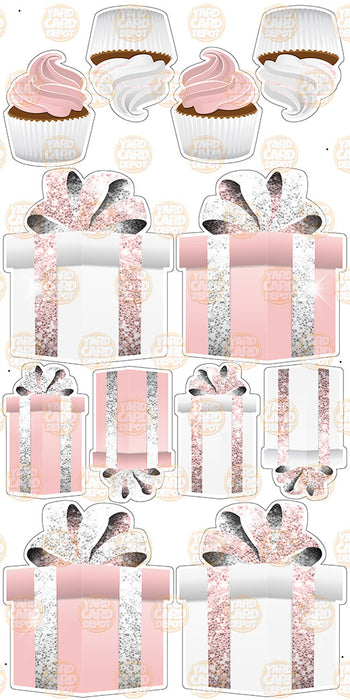 Symmetrical Gift Boxes- Baby Pink / White