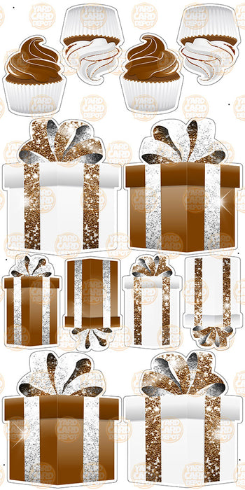 Symmetrical Gift Boxes- White / Chocolate Brown