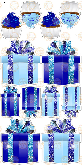 Symmetrical Gift Boxes- Chunky Glitter Dark Blue / Light Blue