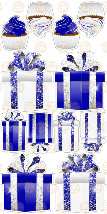Symmetrical Gift Boxes- Dark Blue / White
