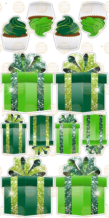 Symmetrical Gift Boxes- Chunky Glitter Greens