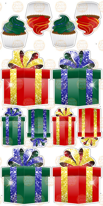 Symmetrical Gift Boxes- Chunky Glitter Green / Blue / Yellow / Red