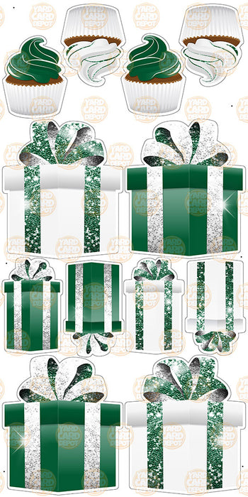 Symmetrical Gift Boxes- Dark Green / White