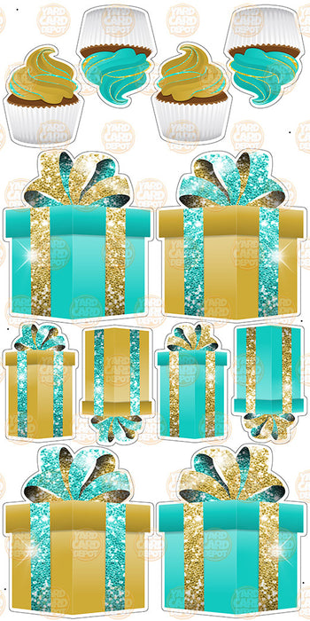 Symmetrical Gift Boxes- Gold / Teal