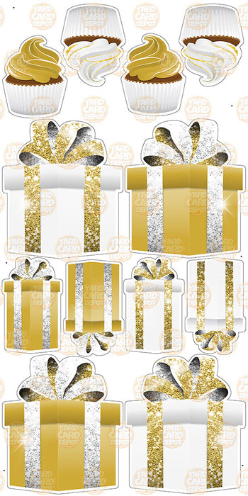 Symmetrical Gift Boxes- Gold / White
