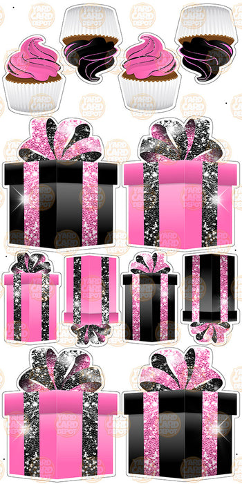 Symmetrical Gift Boxes- Hot Pink / Black