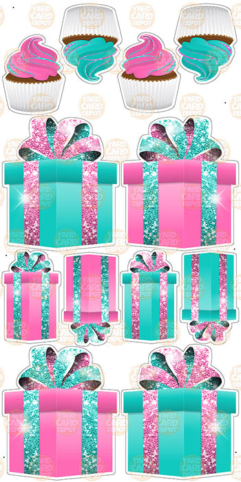 Symmetrical Gift Boxes- Hot Pink / Teal