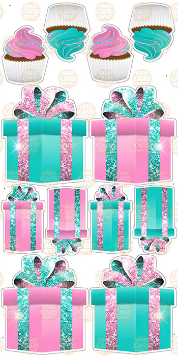 Symmetrical Gift Boxes- Light Pink / Teal