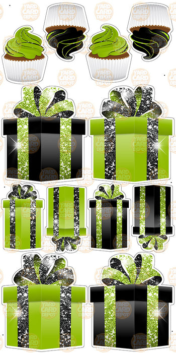 Symmetrical Gift Boxes- Lime Green / Black