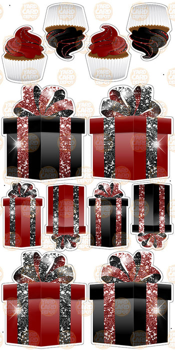 Symmetrical Gift Boxes- Maroon / Black