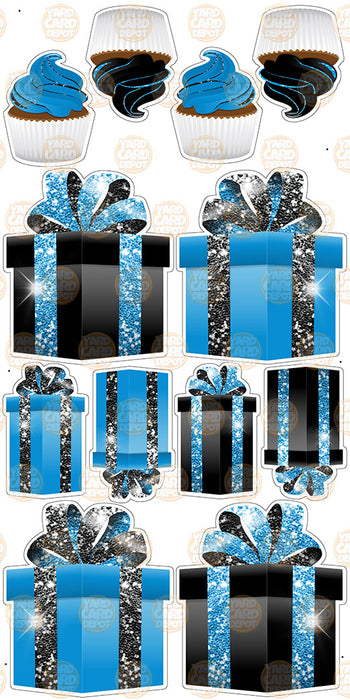 Symmetrical Gift Boxes- Black / Medium Blue