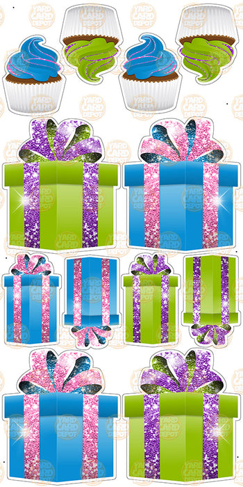 Symmetrical Gift Boxes- Blue / Hot Pink / Lime Green / Purple