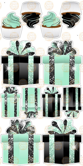 Symmetrical Gift Boxes- Mint Green / Black