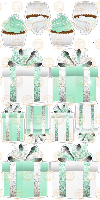 Symmetrical Gift Boxes- Mint Green / White